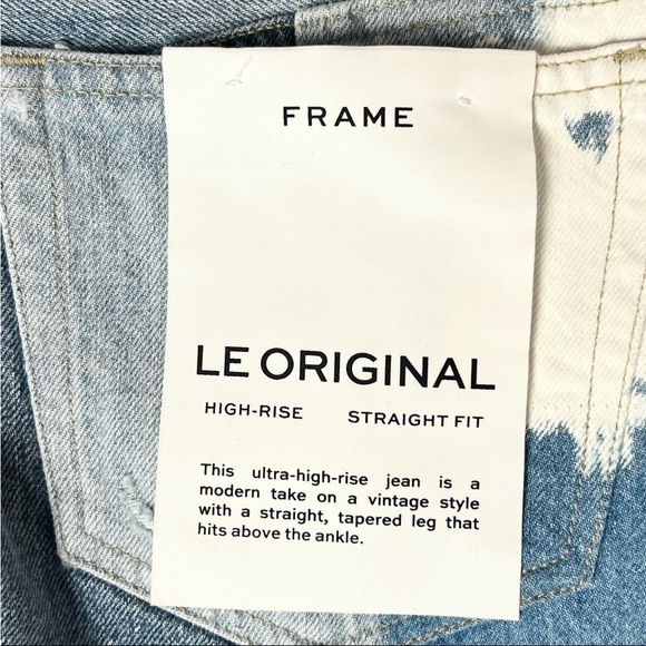 NWT FRAME 90s High Rise Acid Wash Denim Ankle Crop Raw Hem Straight Leg Jeans 25 - Picture 11 of 14